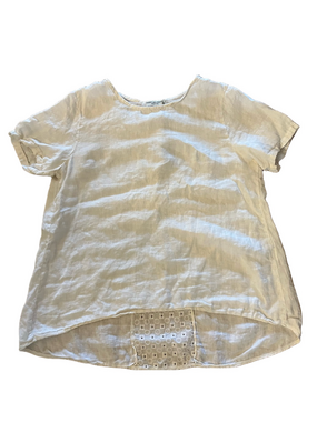 Terzo Millennio 100% Linen White Lace detail Top medium Coastal minimalist